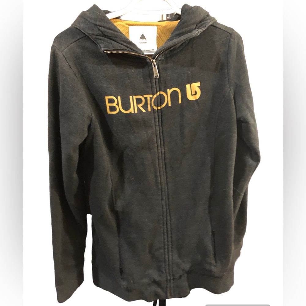 Burton Full Zip Hoodie Men’s Small Grey & Gold